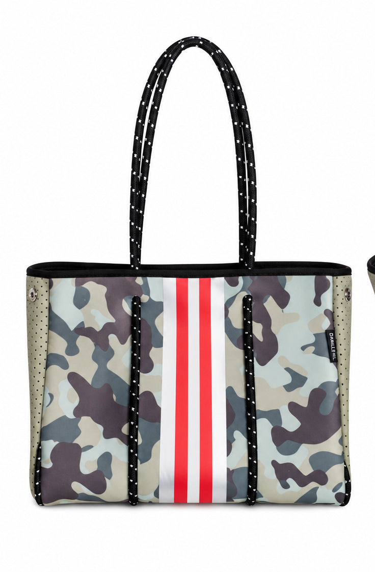 Neoprene Tote Bag Camo Sea Green & Gray by Dallas Hill Design