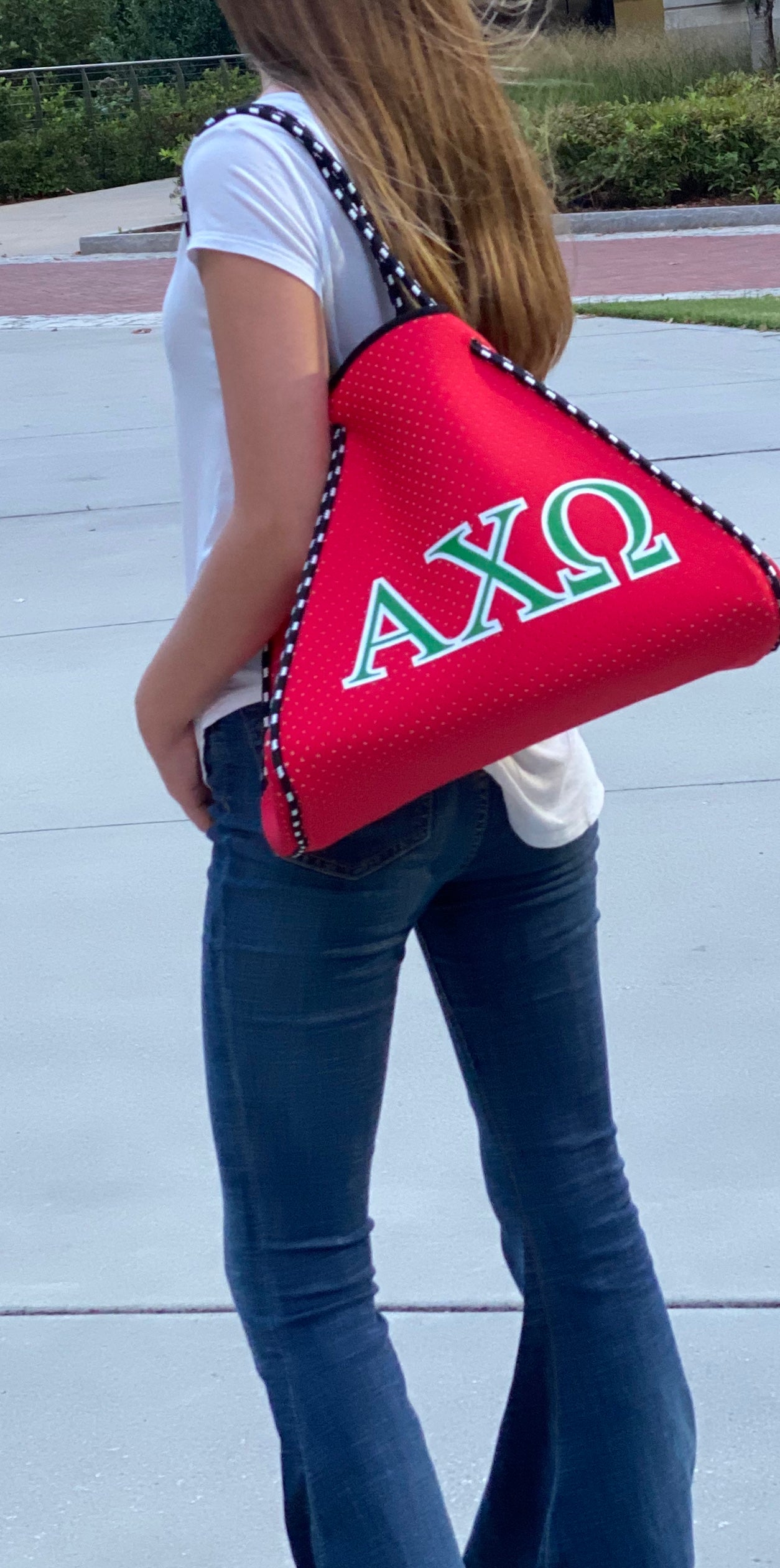 Alpha Chi Omega A Chi O Sorority Gift Bid Day Recruitment Neoprene Tote Bags School Overnight Gym Travel Beach Sister Dallas Hill
