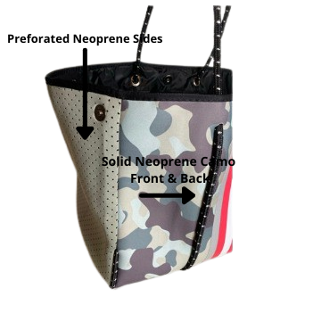 Neoprene Tote Bag Camo Sea Green & Gray by Dallas Hill Design