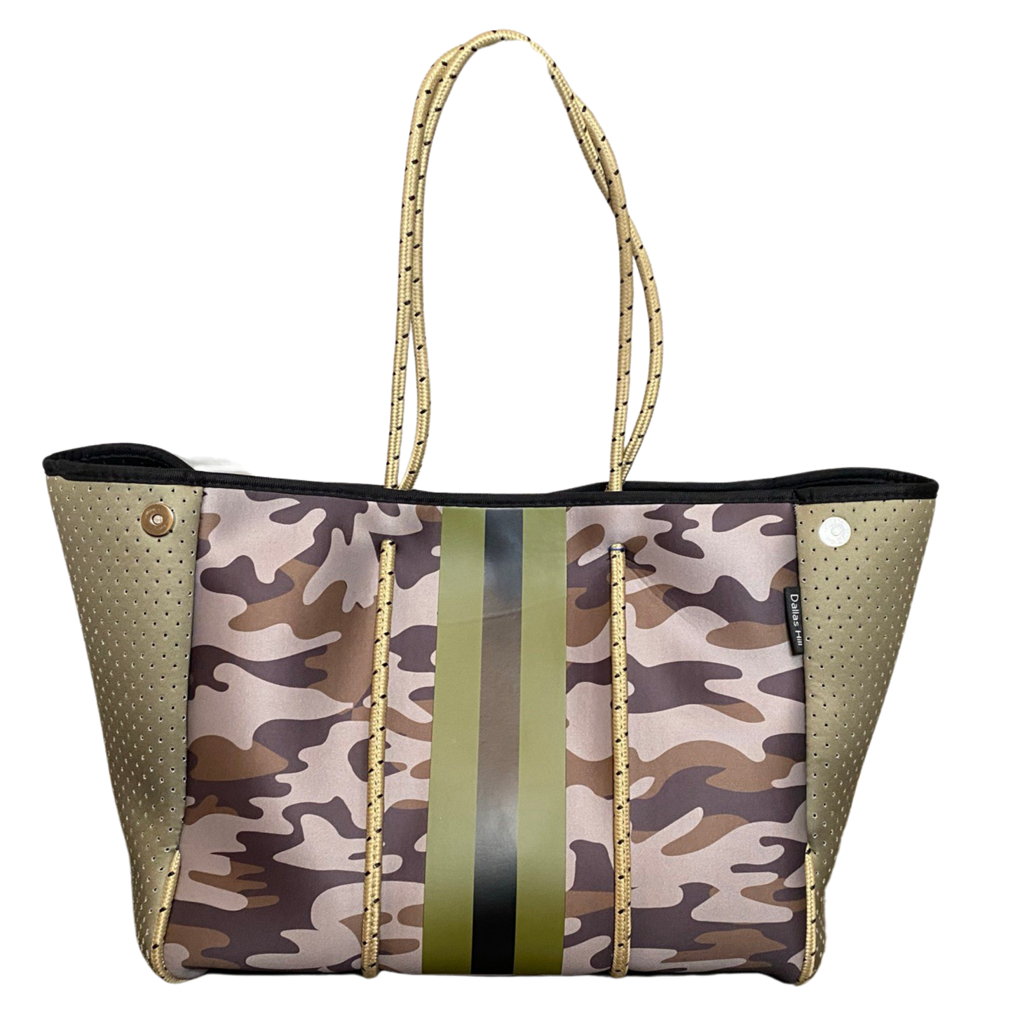 Neoprene Tote Bag Camo Green Utility by Dallas Hill Design