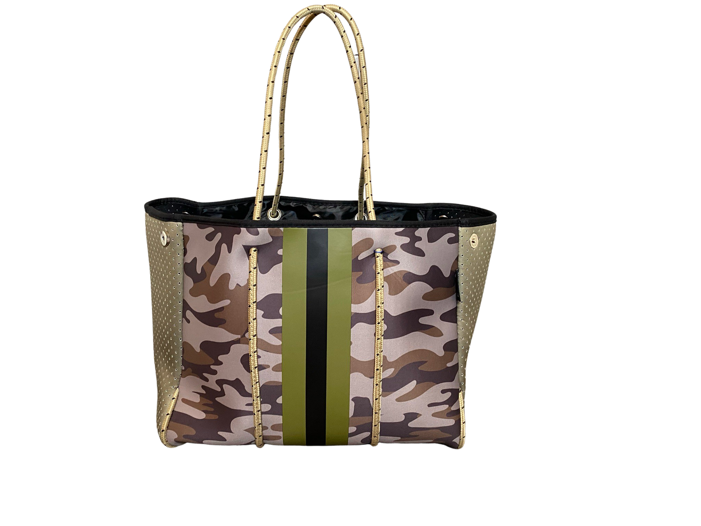 Neoprene Tote Bag Camo Green Utility by Dallas Hill Design