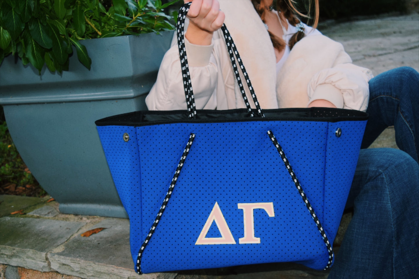 Delta Gamma Dee Gee DG Sorority Gift Bid Day Recruitment Neoprene Tote Bags School Overnight Gym Travel Beach Sister Dallas Hill