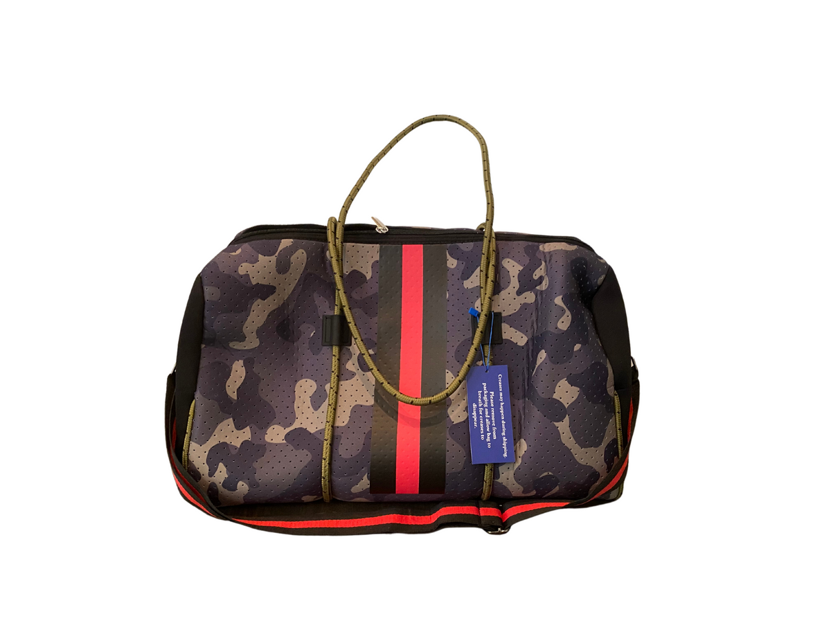 Neoprene Duffel Bag Green Camo by Dallas Hill Design