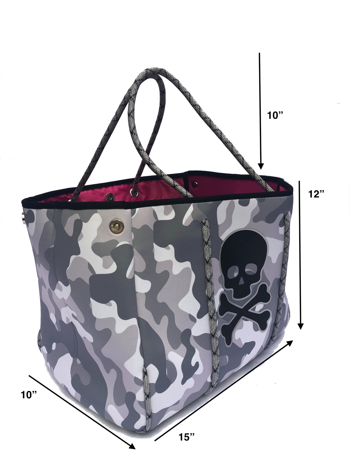 Neoprene Tote Bag Camo Skull by Dallas Hill Design