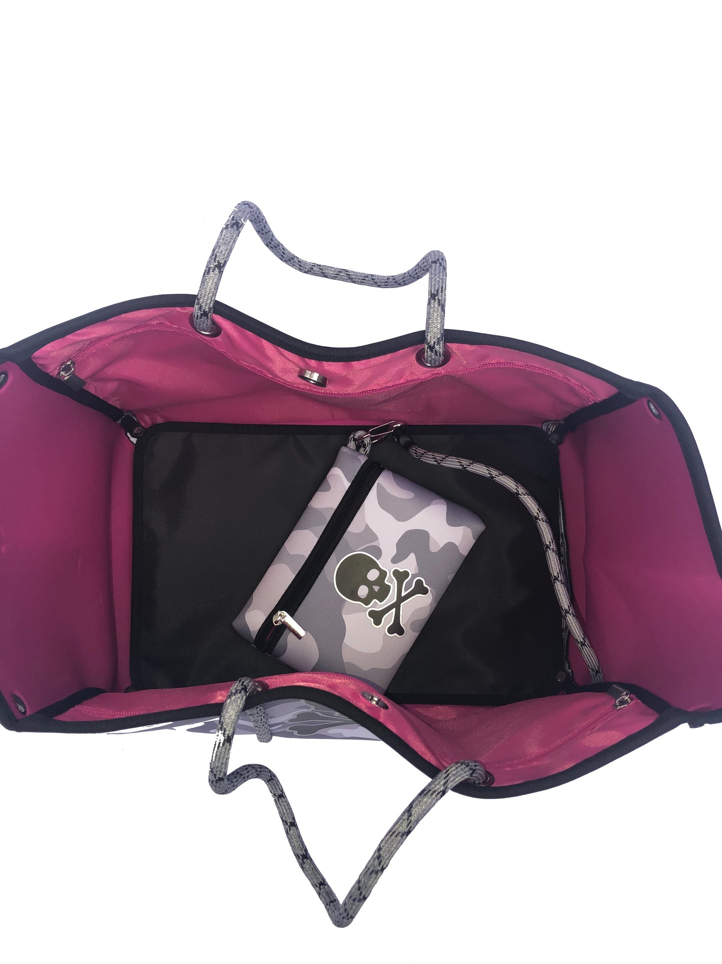 Neoprene Tote Bag Camo Skull by Dallas Hill Design