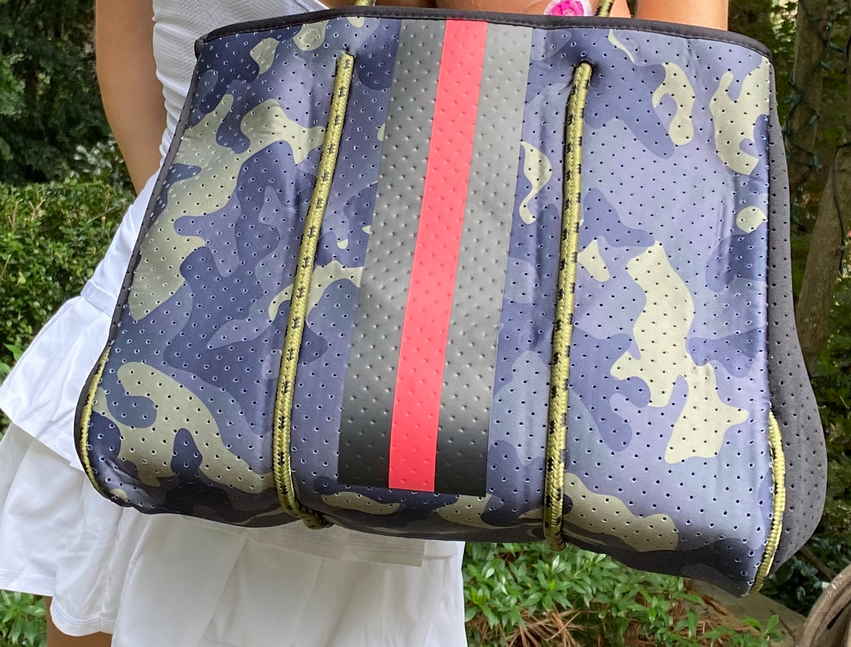 Neoprene Tote Bag Camo Green by Dallas Hill Design