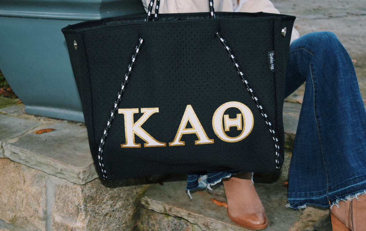 Kappa Alpha Theta Sorority Gift Bid Day Recruitment Neoprene Tote Bags School Overnight Gym Travel Beach Sister Dallas Hill