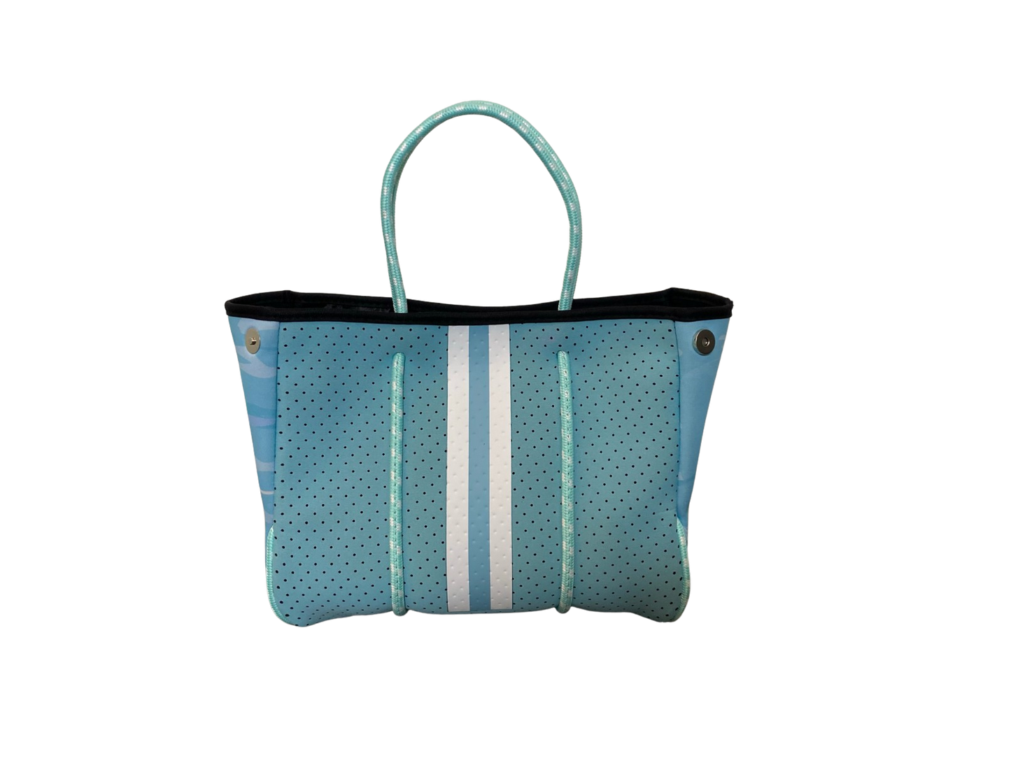 Neoprene Tote Bag Kids & Tween Sized Blue & Camo sides by Dallas Hill Design