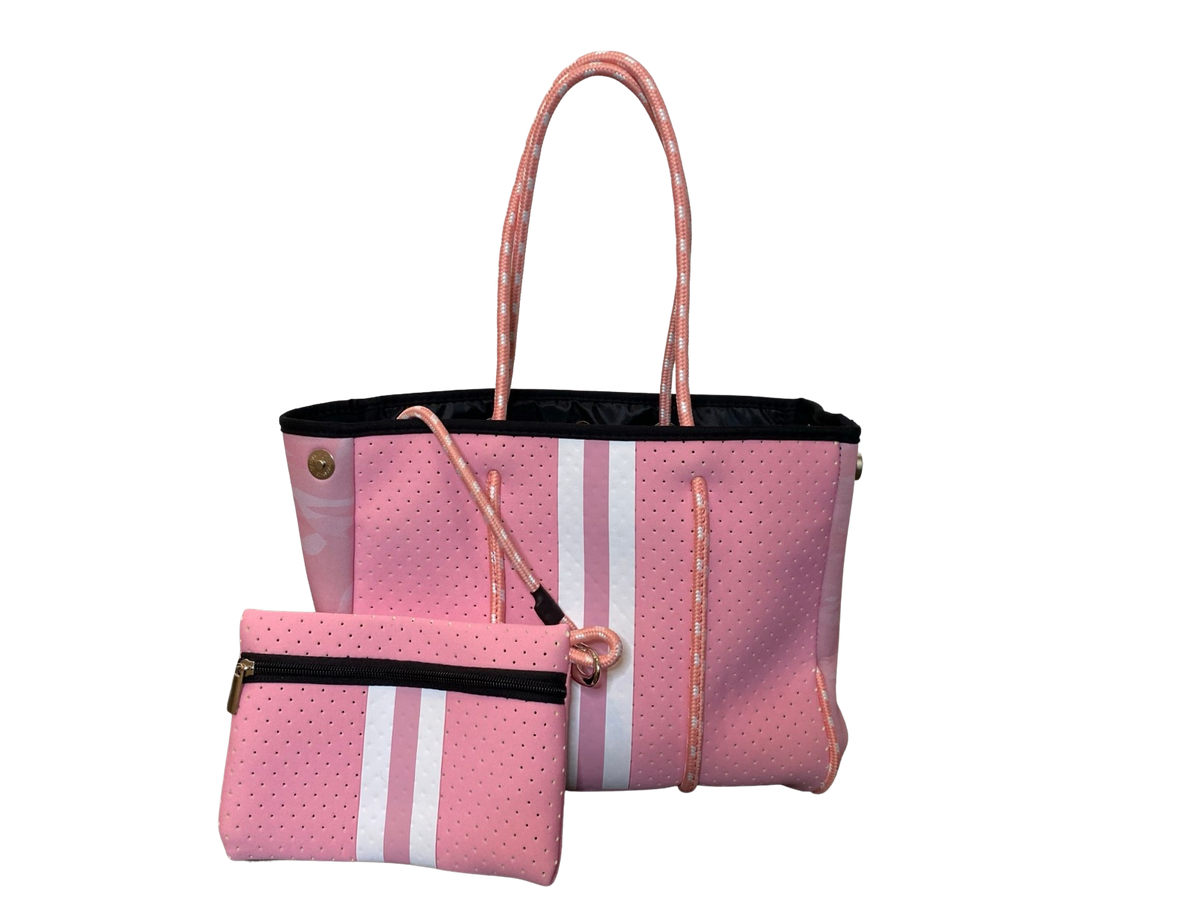 Neoprene Tote Bag Kids & Tween Sized Pink & Camo sides by Dallas Hill Design