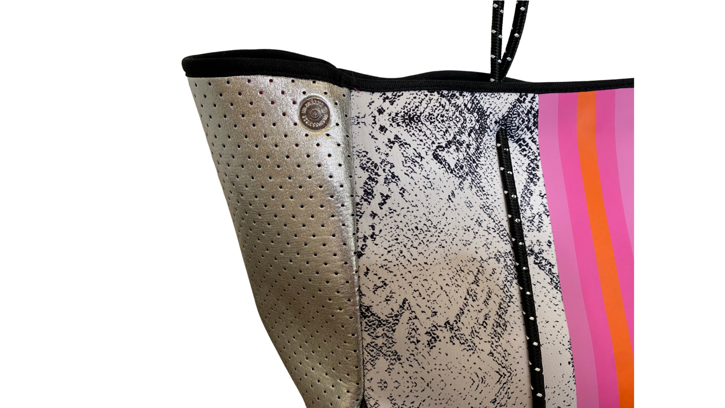 Neoprene Tote Bag Snake Red Stripes by Dallas Hill Design
