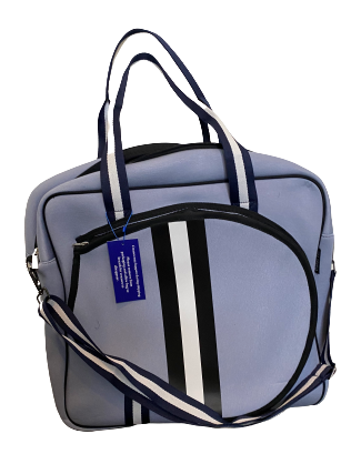 Tennis Bag Neoprene Blue Canvas Blue White Stripes