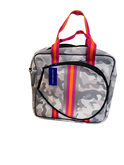 Tennis Bag Neoprene Gray Camo Pink stripes