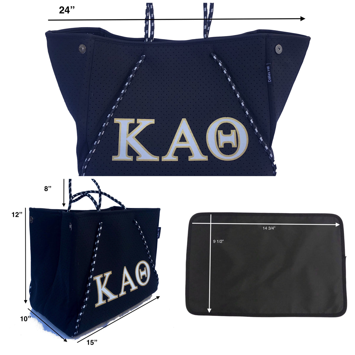Kappa Alpha Theta Sorority Gift Bid Day Recruitment Neoprene Tote Bags School Overnight Gym Travel Beach Sister Dallas Hill