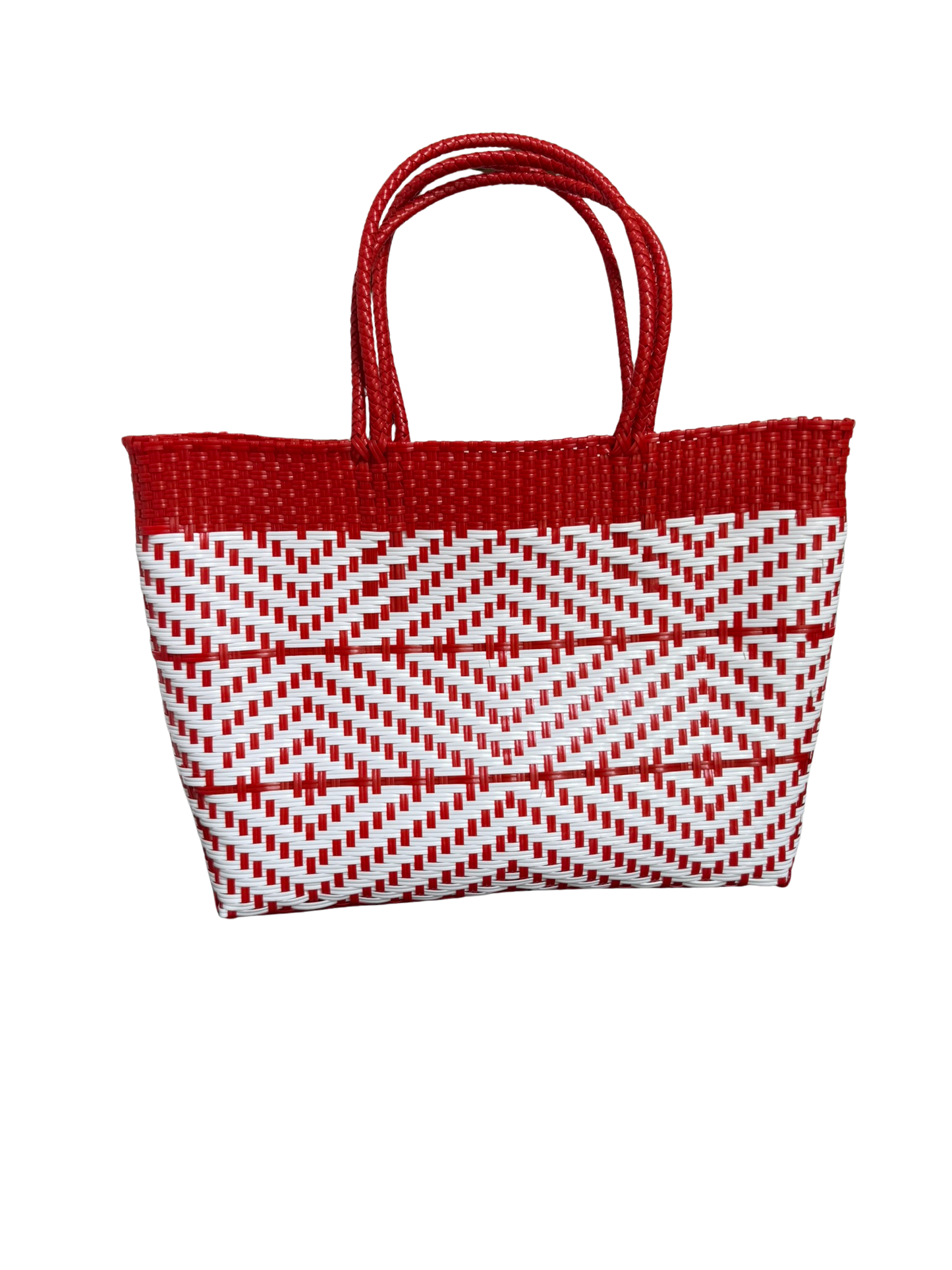 Woven Super Tote, Handwoven Recycled Plastic Tote, Woven Bag, Beach Bag, Summer Bag Navy & White (Copy)