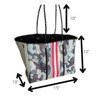 Neoprene Tote Bag Camo Sea Green & Gray by Dallas Hill Design