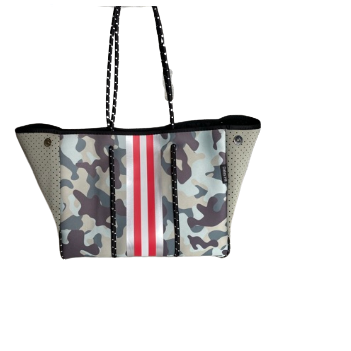 Neoprene Tote Bag Camo Sea Green & Gray by Dallas Hill Design