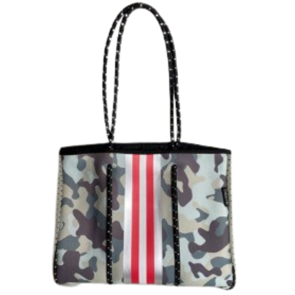 Neoprene Tote Bag Camo Sea Green Gray by Dallas Hill Design