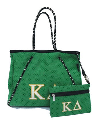 Kappa Delta KD Sorority Gift Bid Day Recruitment Neoprene Tote Bags School Overnight Gym Travel Beach Sister Dallas Hill