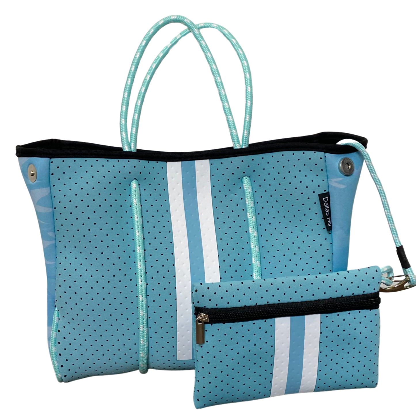 Neoprene Tote Bag Kids & Tween Sized Blue & Camo sides by Dallas Hill Design