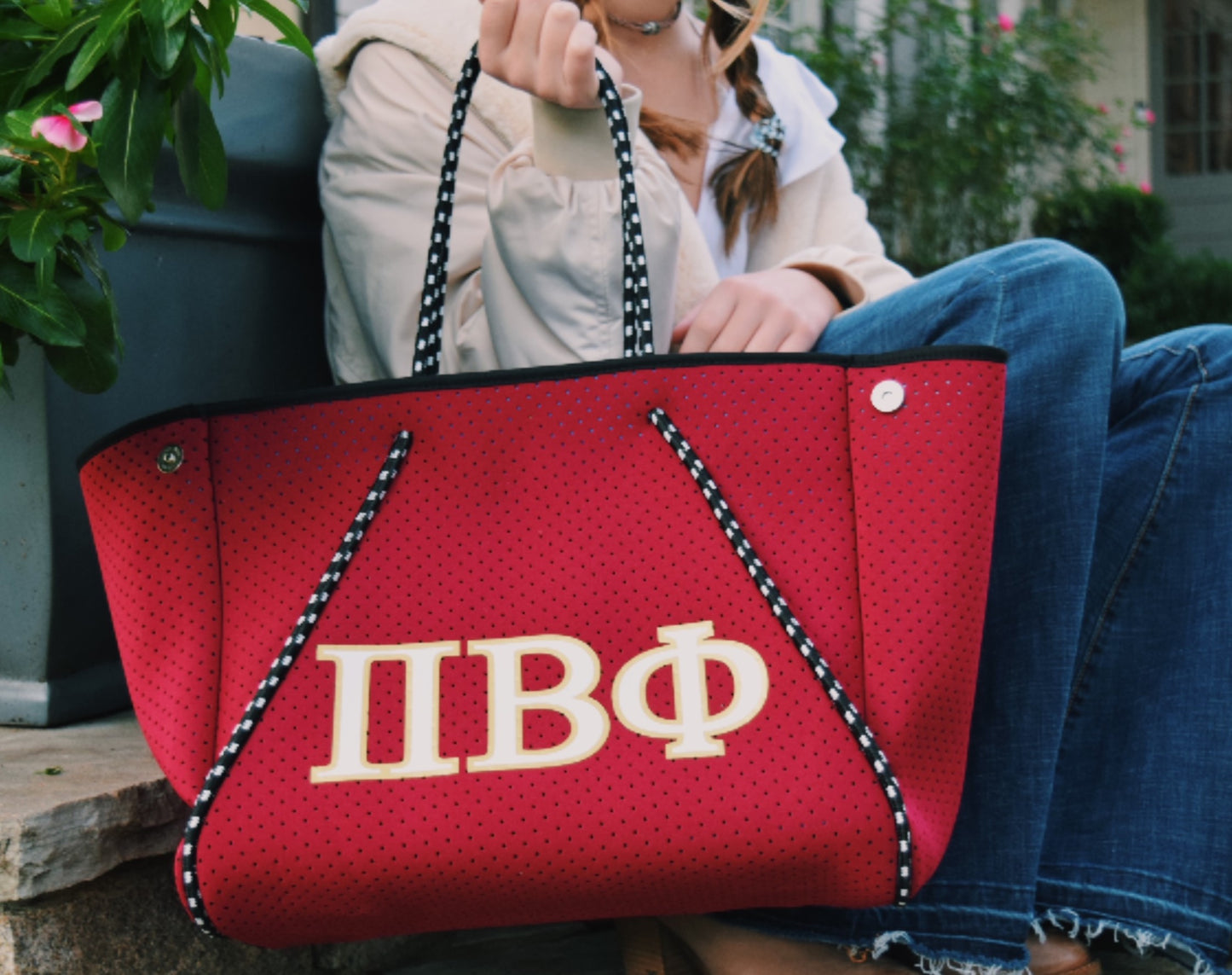 Pi Beta Phi Sorority Gift Bid Day Recruitment Neoprene Tote Bags School Overnight Gym Travel Beach Sister Dallas Hill