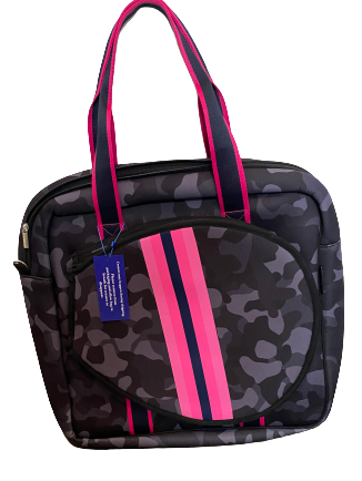 Tennis Bag Neoprene Black Camo Pink Stripes