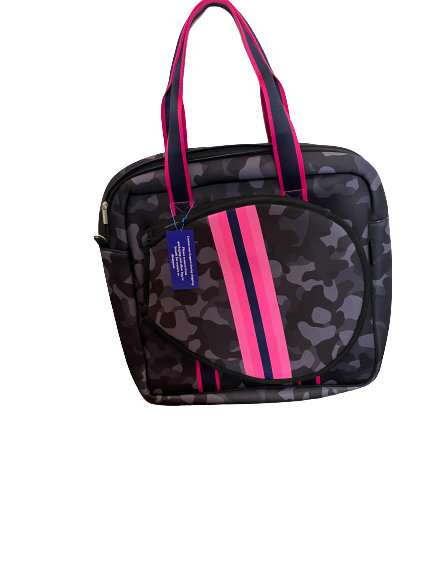 Tennis Bag Neoprene Black Camo Pink Stripes