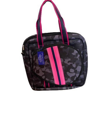 Tennis Bag Neoprene Black Camo Pink Stripes