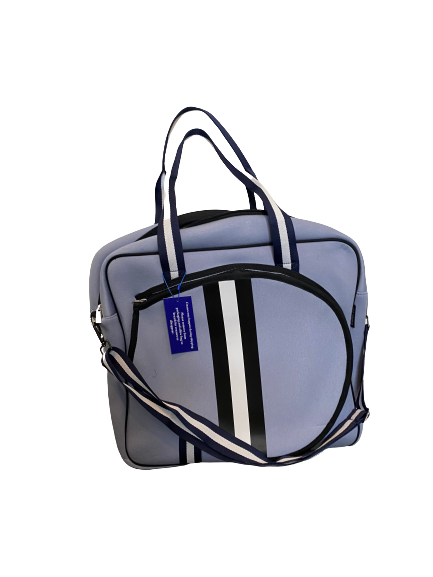 Tennis Bag Neoprene Blue Canvas Blue  White Stripes