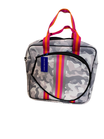 Tennis Bag Neoprene Gray Camo Pink stripes