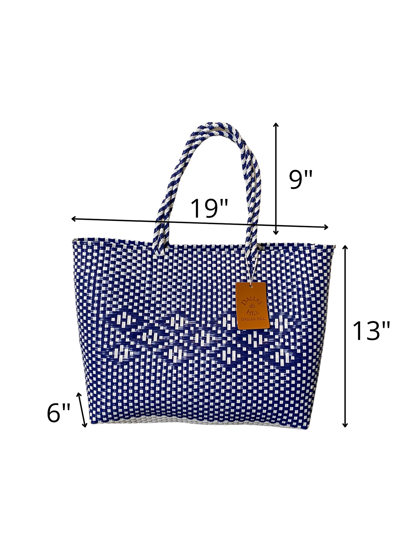 Woven Super Tote, Handwoven Recycled Plastic Tote, Woven Bag, Beach Bag, Summer Bag Navy & White