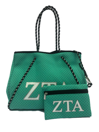 Zeta Tau Alpha Sorority Gift Bid Day Recruitment Neoprene Tote Bags School Overnight Gym Travel Beach Sister Dallas Hill